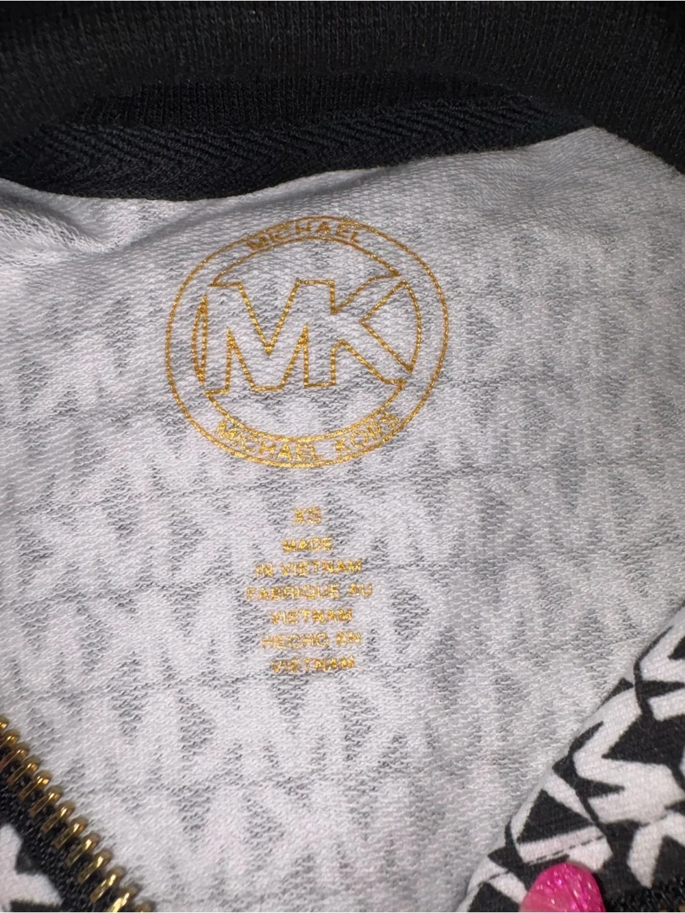 Michael Kors Black & White MK Logo Half-Zip Sweatshirt